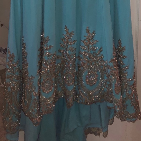 Gold and turquoise prom dress - Picture 4 of 4